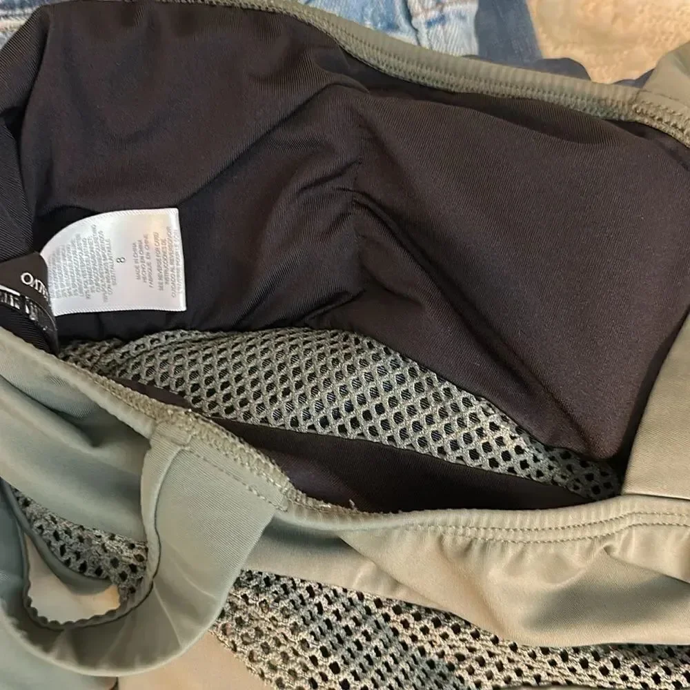 Carmen Marc Valvo olive mesh